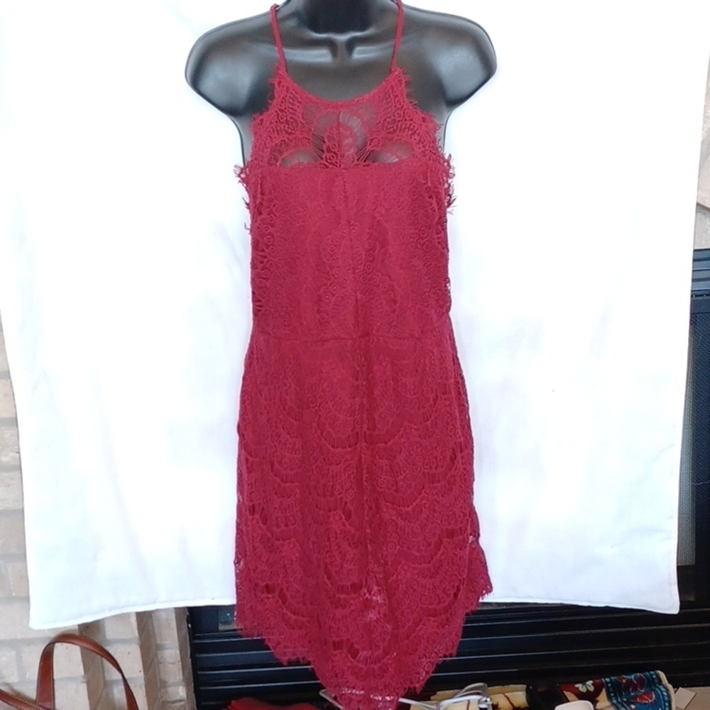 Intimately Free People She Got It Burgundy Lace Dress